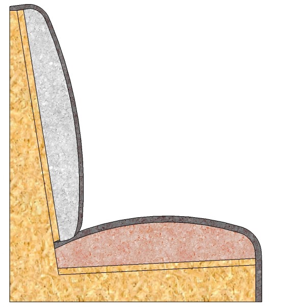Galbe dos 4 cm assise 5 cm avec épaisseur maxi confort - coupe