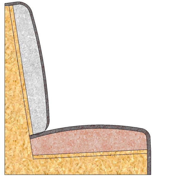 Galbe dos 2 cm assise 3 cm avec épaisseur maxi confort - coupe