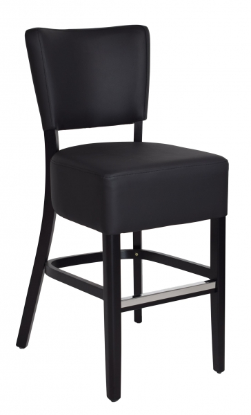 Tabouret Lewis 65 - pieds noirs - simili cuir noir RAIN 14