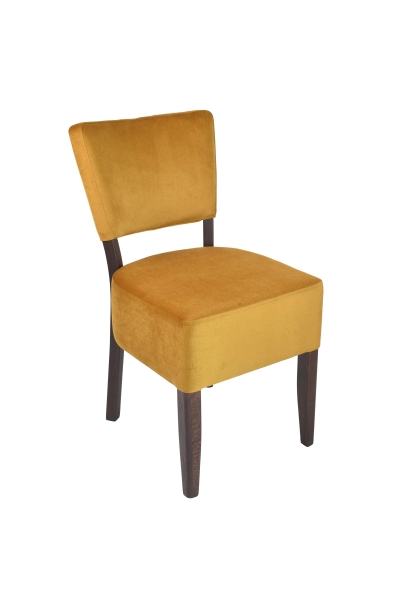 Chaise Lewis - pieds chêne foncé - velours jaune KRONOS 01