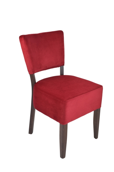 Chaise Lewis - pieds chêne foncé - velours rouge KRONOS 02