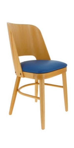 Chaise colisée hêtre naturel assise bleu