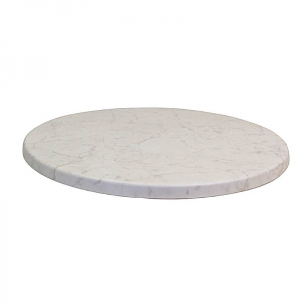 Plateau Topalit ép. 34 mm rond - Blanc marbré