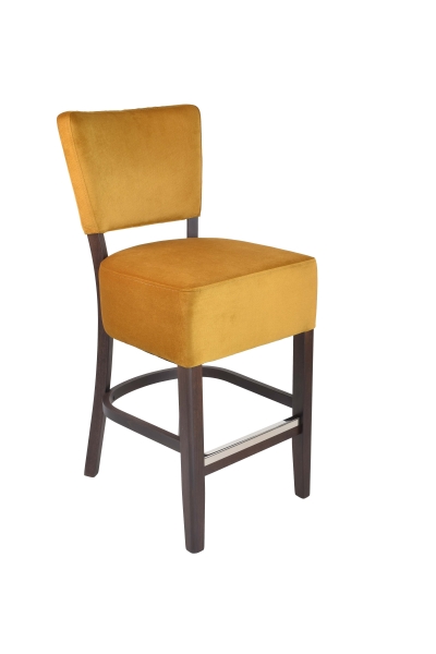 Tabouret Lewis 65 - pieds chêne foncé - velours jaune KRONOS 01