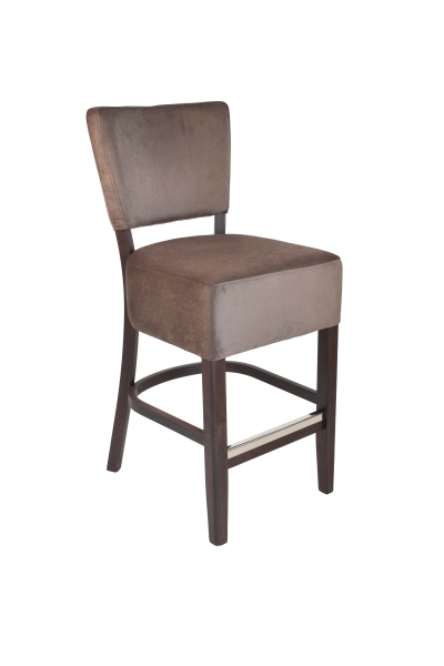 Tabouret Lewis 65 - pieds chêne foncé - velours marron PAROS 04