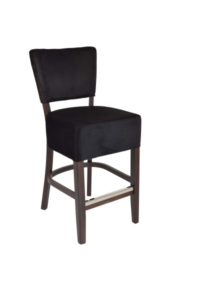 Tabouret Lewis 65 - pieds chêne foncé - velours noir KRONOS 07