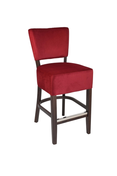 Tabouret Lewis 65 - pieds chêne foncé - velours rouge KRONOS 02