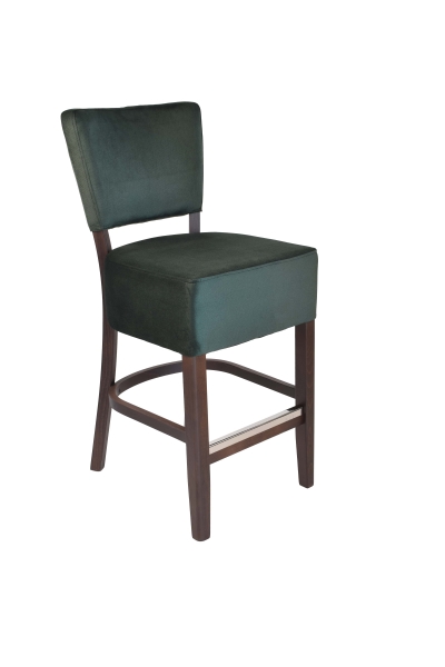 Tabouret Lewis 65 - pieds chêne foncé - velours vert KRONOS 14