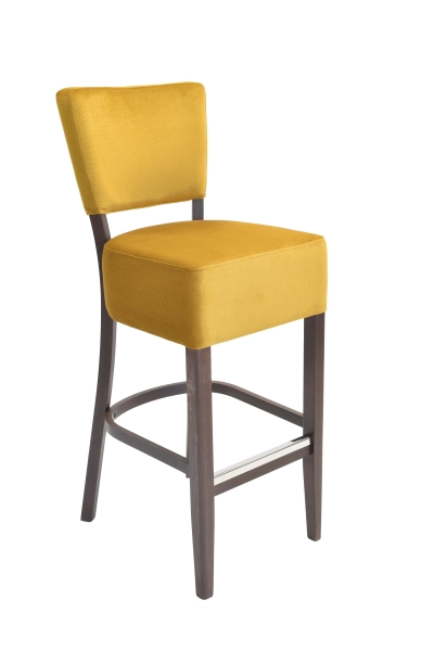 Tabouret Lewis 80 - pieds chêne foncé - velours jaune KRONOS 01