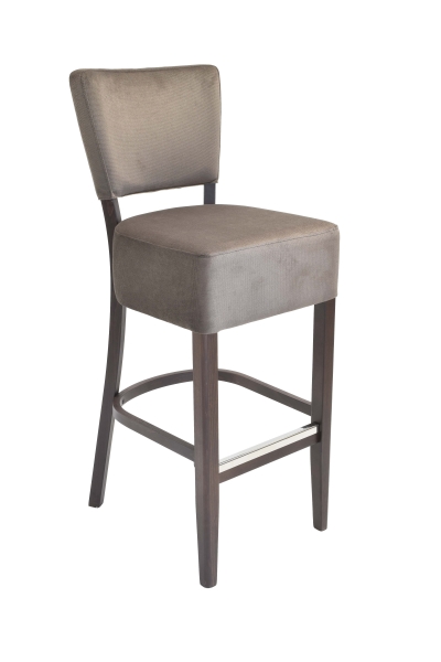 Tabouret Lewis 80 - pieds chêne foncé - velours marron PAROS 04