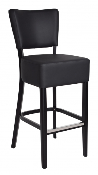 Tabouret Lewis 80 - pieds noirs - simili cuir noir RAIN 14