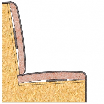 Galbe 1,5 cm dos et assise avec épaisseur standard -coupe